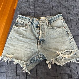 Agolde light wash Riley Shorts